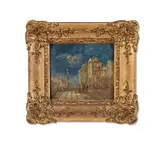 Piazza in an italian town by James Holland, Oil on panel, sold Jan 2024