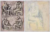 Mother and Child verso by Henry Moore, Pen and ink, watercolour wash, wax crayon, circa, sold Dec 2023