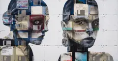 Stereo by Nick Gentry, Acrylic on recycled computer floppy discs, sold Dec 2023