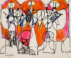 Untitled by Avinash Chandra, Pen and coloured inks, offered Dec 2023