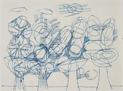 Untitled by Avinash Chandra, Pen and ink with purple wash, offered Dec 2023