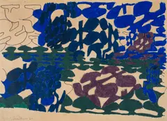 Untitled by Gillian Ayres, Oil pastel with black felt-tip on laid paper, sold Dec 2023