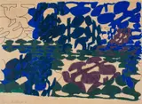 Untitled by Gillian Ayres, Oil pastel with black felt-tip on laid paper, sold Dec 2023