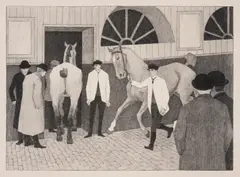 The Horse Mart by Robert Bevan, Lithograph, sold Dec 2023