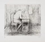 Girl Doing Homework I by Henry Moore, Etching, sold Dec 2023