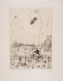 Les Cerfs-Volants in Battersea Park by Anthony Gross, Etching, sold Dec 2023