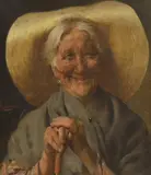 Portrait of an elderly lady by Pompeo Massani, oil on canvas, sold May 2024