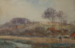 Study of a French hilltop town by James Aumonier, watercolour, offered May 2024
