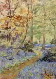 Woodland with bluebells by Dora Meeson, 1928, watercolour, sold May 2024