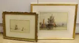 Training ship on the Thames by Albert Ernest Markes, watercolour, sold May 2024