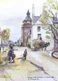 A scene in Fife, Scotland by Paul Hamilton Crawford, ink and watercolour, sold May 2024