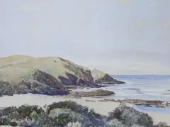 Beach scene by Dorothy Stewart, watercolour, offered May 2024