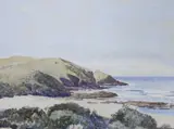 Beach scene by Dorothy Stewart, watercolour, offered May 2024