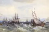 French warships in Brest Roads by Antoine Désiré Héroult, 1844, watercolour, sold May 2024