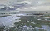 Wetland landscape by Errol Stephen Boyley, oil on board, sold Apr 2024