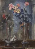 Still life of roses by Count Michael Mikhailovich de Torby, oil on canvas, sold Apr 2024