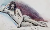 Study of a reclining nude female by William Edward Frost, ink and watercolour, sold Apr 2024