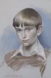 Portrait of a boy by Carl Cheek, pastel, offered Apr 2024