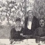A Luncheon Deux Belges by John Copley, lithograph, sold Apr 2024