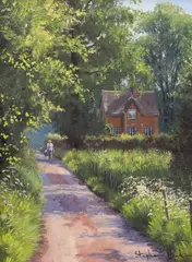 Lane at Twineham by Stephen Hawkins, oil on canvas, sold Apr 2024