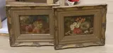 Still lifes of fruit and flowers by Oliver Clare, oil, sold Apr 2024