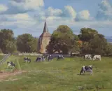Plumpton Church by Stephen Hawkins, oil on canvas, sold Apr 2024