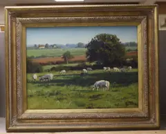 Peaceful pastures near Wineham by Stephen Hawkins, oil on canvas, sold Apr 2024