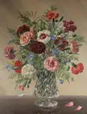Still life of flowers in a vase by Albert Williams, oil on board, sold Apr 2024
