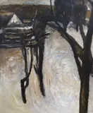 My garden in winter by Violet Fuller, oil on board, sold Apr 2024