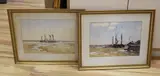 Norfolk Broads landscapes, one signed, 32 x 46cm by John Yardley, watercolor, sold Apr 2024