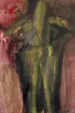 Standing female nude by Cliff Holden, gouache on paper, sold Apr 2024