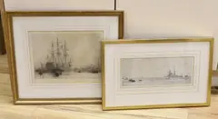HMS Renown leaving Portsmouth by William Lionel Wyllie, pencil, sold Apr 2024