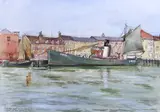 The Great Yarmouth steam drifter Lydia Eva YH89, the last working steam drifter, inscribed by Arthur Barkway, 1973, watercolour, sold Apr 2024