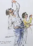 The Herring Swallowers by Roland Batchelor, watercolour, sold Apr 2024