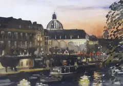 Notre Dame by Alan Hepburn, watercolour, sold Apr 2024