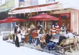 Paris café by Alan Hepburn, watercolour, sold Apr 2024