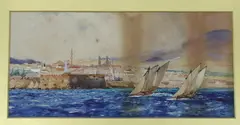 Off Megalo Kastro, Crete by Charles Dixon, watercolour, sold Apr 2024