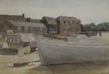 Estuary at low tide, initialled, 24 x 36cmPossibly slightly faded but essentially good order by Berenger Benger, watercolour, sold Apr 2024