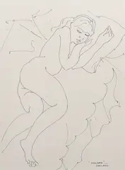 Malinee - Thailand by Barbara Tribe, 1973, ink, sold Apr 2024