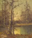 Forest near Malpensa by Guido Gnocchi, oil on canvas, sold Apr 2024