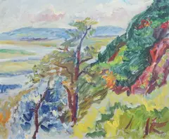 Landscape by Birger Simonsson, oil on board, sold Apr 2024