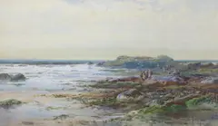 Oyster gatherers by Albert Pollitt, 1902, watercolour, sold Apr 2024