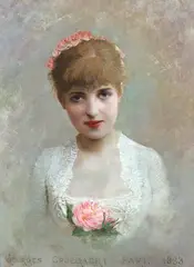 A Beauty by Georges Croegaert, oil on panel, sold Apr 2024