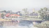 The Town Clock by F Hughes Richardson, watercolor, offered Apr 2024