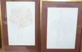 Surreal compositions by Diane Elson, ink and washes, offered Apr 2024