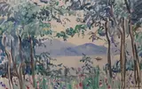 Malaysian river landscape by Ethel Hatch, watercolour, sold Apr 2024