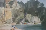 Pool below chateau and one other by William Russell Flint, pencil, sold Apr 2024