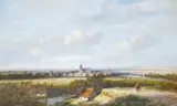 Dutch landscape with windmills and figures by Jan Evert Morel, oil on canvas, sold Mar 2024
