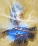Abstract landscape by Glyn Morgan, oil on canvas, sold Mar 2024