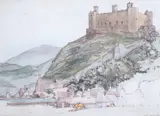 Harlech Castle by John Lewis Stang, ink and watercolour, offered Mar 2024